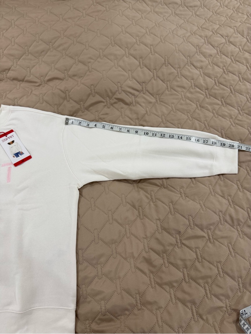 Esprit Cream Crewneck Sweatshirt with Multicolor Embroidered Logo - Picture 5 of 6